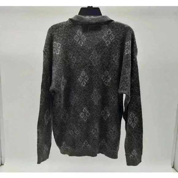 Cortina Italy Men's Argyle Knit Sweater Blue Collared Pullover L Grandpa - Picture 2 of 3